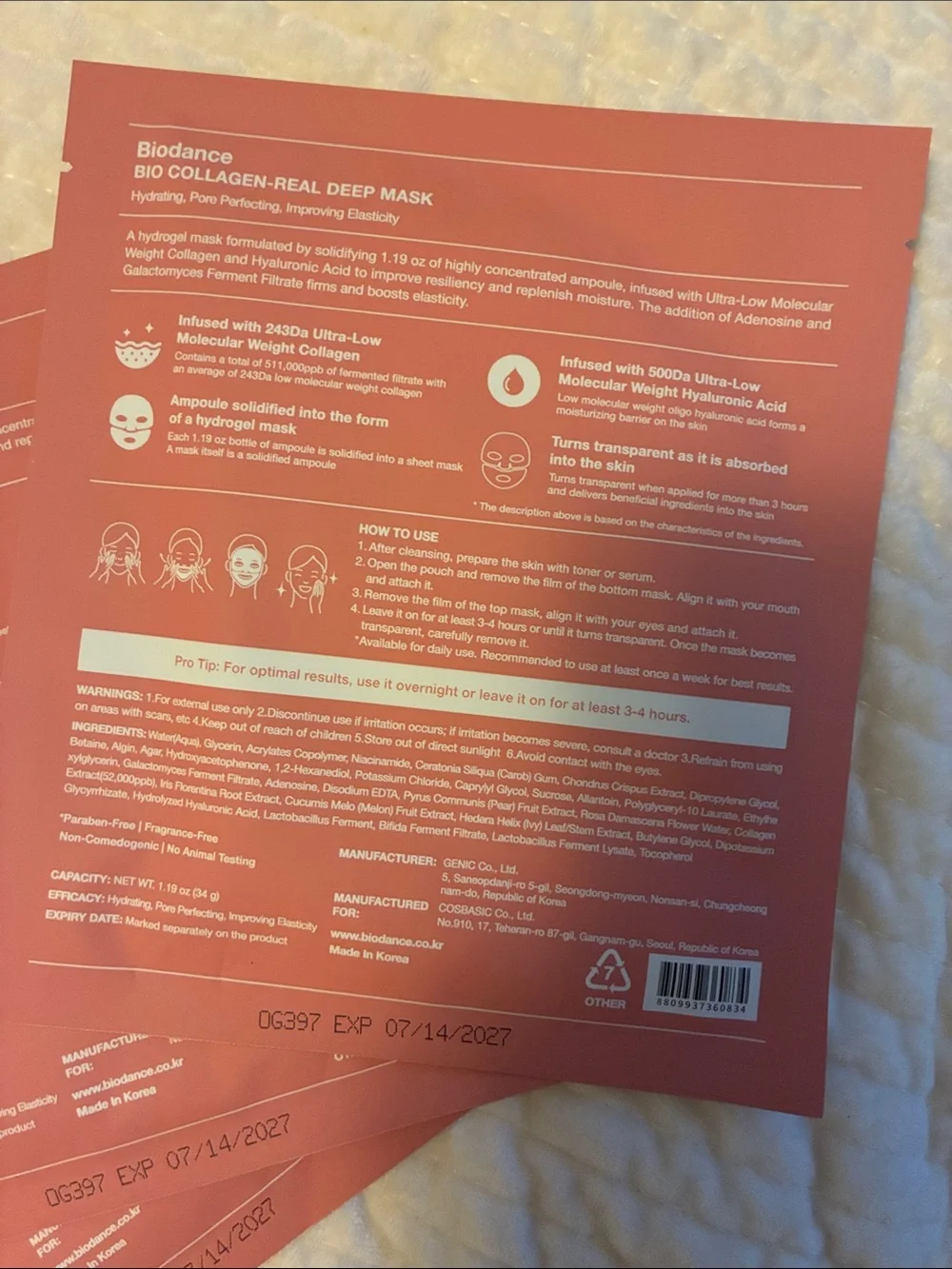 Bio Collagen Real Deep Mask - Facial Sheet Mask